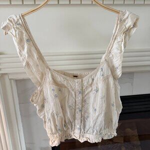 Free People Floral Button Front Tank